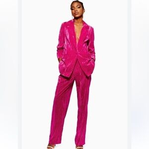 Nasty Gal Hot Pink Satin Pantsuit